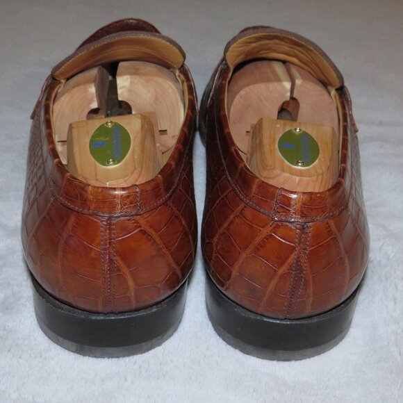 J.M. Weston 180 Brown Crocodile Leather Loafers US 9.5 D main image 6